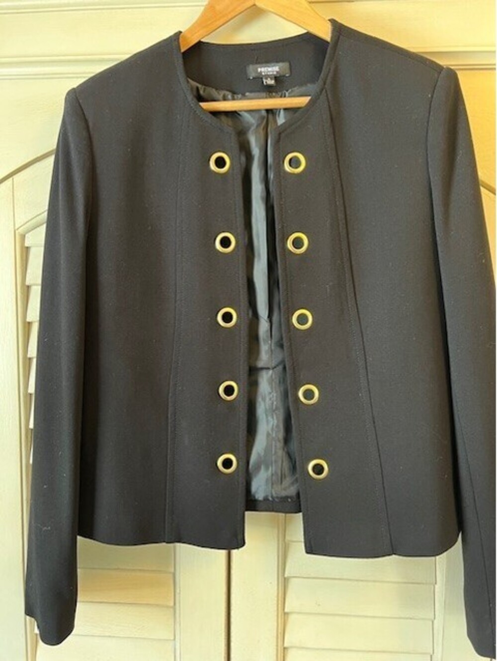 Premise Black Elegant Blazer with Gold Buttons- Size 6